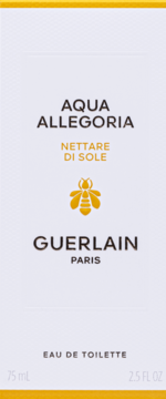 Guerlain Aqua Allegoria Nettare Di Sole Eau de Toilette 75ml, front view light grey box with bee logo.