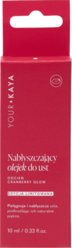 Ciemnoróżowe pudełko nabłyszczającego olejku do ust Your Kaya Cranberry Glow, widok z przodu, edycja limitowana.