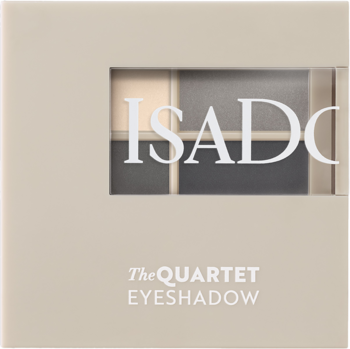 Jasnobeżowa paleta cieni IsaDora The QUARTET Smoky Eyes z okienkiem, widoczne 4 odcienie.