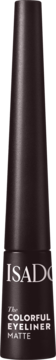 Ciemnobrązowy, matowy eyeliner IsaDora The Colorful Eyeliner Matte w butelce, widok z przodu.