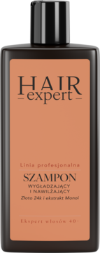 HAIR EXPERT Linia Profesjonalna ,szampon do włosów, wygłądzająco-nawilżający z 24k złotem i ekstraktem monoi,przód