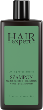 HAIR EXPERT Linia Profesjonalna ,szampon do włosów, oczyszczający, zwiększający objętość z glinką i zieloną herbatą,przód