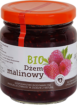 JUCHOWO FARM ,dżem  malinowy Bio,przód