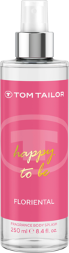 Tom Tailor Happy To Be Floriental Fragrance Body Splash, 250 ml, różowa butelka z logo, widok z przodu.