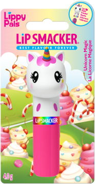 Balsam do ust Lip Smacker Lippy Pals Unicorn Magic w blistrze, różowa tubka z jednorożcem, z przodu.