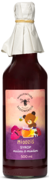 MANUFAKTURA RODZINY SADOWSKICH Miodziś ,syrop malina z miodem,przód