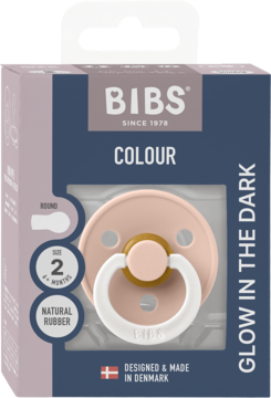 BIBS Colour ,smoczek uspokajający, kauczukowy, świecący w ciemności, 6 m+, rozm. 2,przód