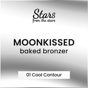Moonkissed baked bronzer Stars from The Stars, odcień Cool Contour, srebrne opakowanie, widok z przodu.