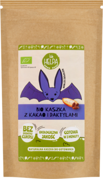 HELPA ,kaszka orkiszowo-owsiana z kakao i daktylami, ekologiczna,przód