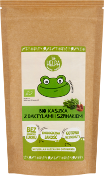 HELPA Czary Mamy ,kaszka owsiana z Daktylami i Szpinakiem, Bio,przód