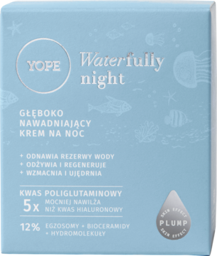 YOPE Waterfully ,krem do twarzy, głęboko nawadniający, na noc,przód