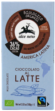 ALCE NERO ,czekolada mleczna,przód