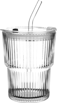 ELOY Home ,kubek szklany ze szklaną słomką, 390ml,przód