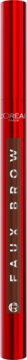 NYX Faux Brow pisak do brwi Light Brunette, czerwona buteleczka z brązową etykietą, ujęcie z przodu.