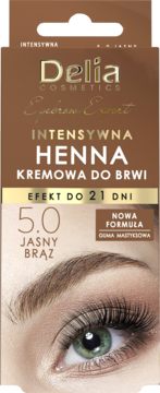 DELIA COSMETICS Eyebrow Expert ,intensywna henna do brwi, kremowa, nr 5.0, Jasny Brąz,przód