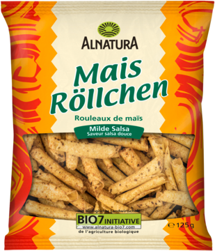 ALNATURA ,przekąska kukurydziana z przyprawą salsa, Rolls,przód