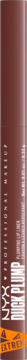 NYX Duck Plump Plumping Lip Liner Dash of Cocoa. Ciemnobrązowa, kremowa konturówka do ust, pionowe ujęcie z przodu.