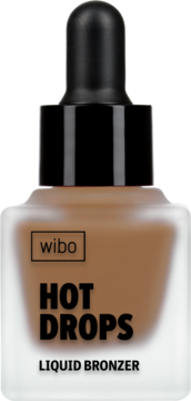 WIBO Hot Drops Liquid Bronzer w eleganckiej matowej butelce z czarnym zakraplaczem, widok z przodu.