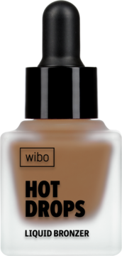 WIBO Hot Drops Liquid Bronzer w eleganckiej matowej butelce z czarnym zakraplaczem, widok z przodu.