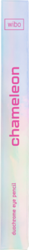 Kredka do oczu Wibo Chameleon duochrome. Pionowy widok opalizującej obudowy z różowym logo i nazwą.