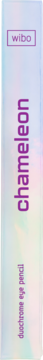 Wibo Chameleon dichrome eye pencil, pionowe ujęcie opakowania z fioletowym napisem i efektem zmiany koloru.
