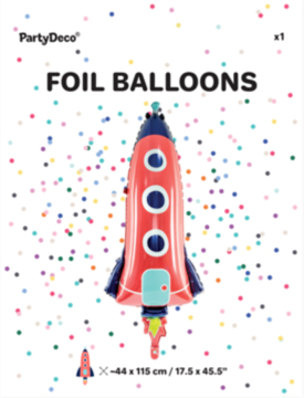 PARTYDECO ,balon foliowy, Rakieta, 42 x 112 cm,przód