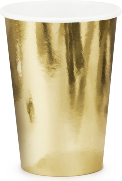 PARTYDECO ,kubeczki papierowe, powlekane, 220 ml, złote,przód