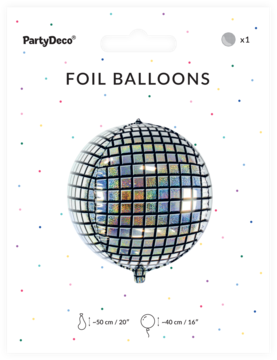 PARTYDECO ,balon foliowy, Kula Disco, 40 cm,przód