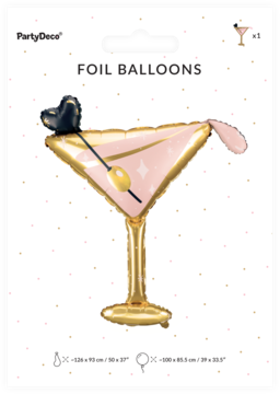 PARTYDECO ,balon foliowy, Kieliszek, 100x85 cm,przód