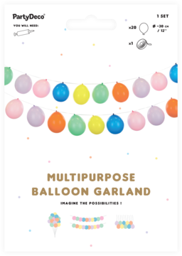 PARTYDECO ,girlanda balonowa, 3w1, różne kolory,przód
