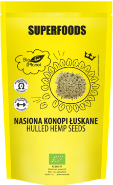 BIO PLANET Superfoods ,nasiona konopi, łuskane,przód