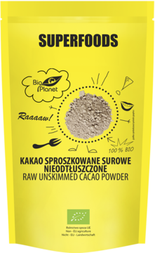 BIO PLANET Superfoods ,kakao sproszkowane surowe, nieodtłuszczone,przód