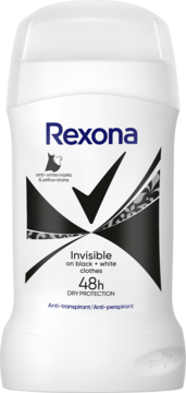REXONA Invisible Black+White,antyperspirant w sztyfcie, 48h,przód
