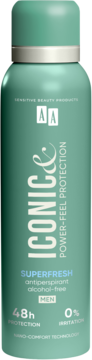 AA Iconic & Power-Feel Protection Superfresh,antyperspirant w sprayu, 48h, dla mężczyzn,przód