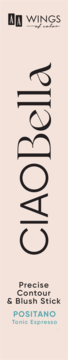 AA Wings of Color Ciao Bella Precise Contour & Blush Stick, Positano Tonic Espresso, pionowo, na beżowym tle.