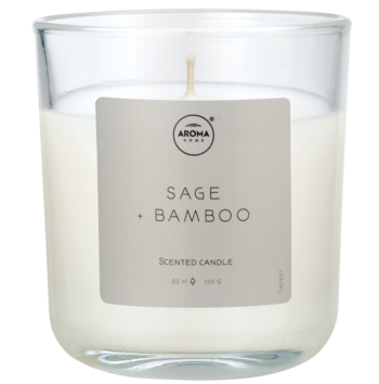 AROMA HOME Simplicity ,świeca zapachowa w szkle, Sage & Bamboo,przód
