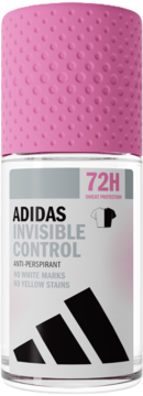 Antyperspirant Adidas Invisible Control 72h w kulce. Bez białych śladów i żółtych plam, różowa nakrętka.