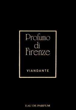 Profumo di Firenze Viandante Eau de Parfum unisex, czarna etykieta ze złotym napisem, widok z przodu.