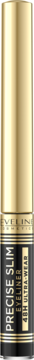 Eveline Precise Slim eyeliner w czarno-złotym opakowaniu, widok z przodu, 48H MAT.