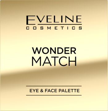 Złota paleta Eveline Wonder Match Eye & Face Palette, uniwersalna do konturowania i makijażu oczu, widok z przodu.
