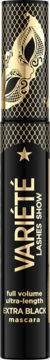 Eveline Variété Lashes Show mascara, czarna tubka ze złotą maską i gwiazdą, full volume ultra-length, widok z przodu.