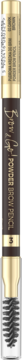 Eveline Brow&GO Dark Brown pudrowa kredka do brwi, brązowa, ze złotymi elementami i prążkowanym spodem.