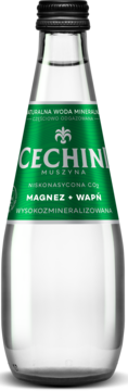 CECHINI MUSZYNA ,woda mineralna, niskonasycona,przód