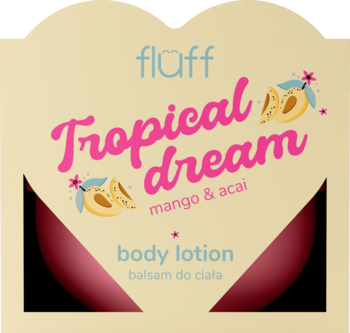FLUFF Tropical Dream ,balsam do ciała, Mango i Acai,przód