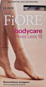 FIORE Bodycare Press Less,skarpetki bezuciskowe, 15 den, Light Natural,przód