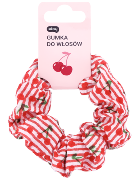 ELOY ,gumka do włosów, w paski, Wiśnie,przód