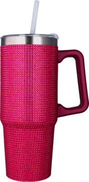 ELOY ,kubek termiczny ze słomką, diamentowy, Różowy, 800ml,przód