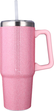 ELOY ,kubek termiczny ze słomką, diamentowy, Jasny Róż, 800ml,przód
