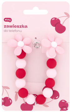 ELOY ,zawieszka do telefonu,  Kwiatek, Czerwono-Różowa,przód