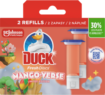 DUCK Fresh Discs ,krążek do WC, żelowy, Mango-Verse, zapas,przód